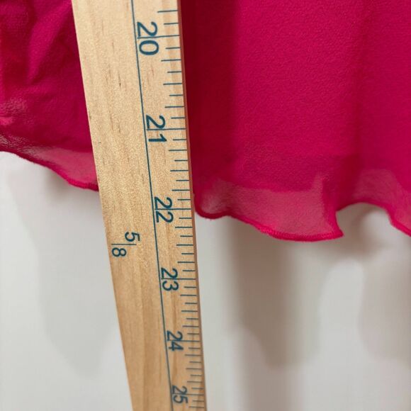 Vintage Y2K Express Silk Babydoll Top Women 2 Barbie Pink Ruffle Coquette Dainty - Picture 6 of 9